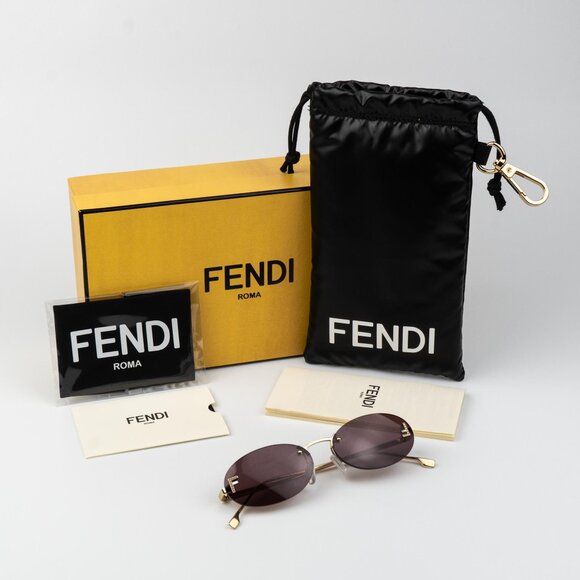 Fendi FIRST CRYSTAL Men Sunglasses Gold Violet Oval FE4075US 30Y AUTHENTIC - Picture 10 of 12